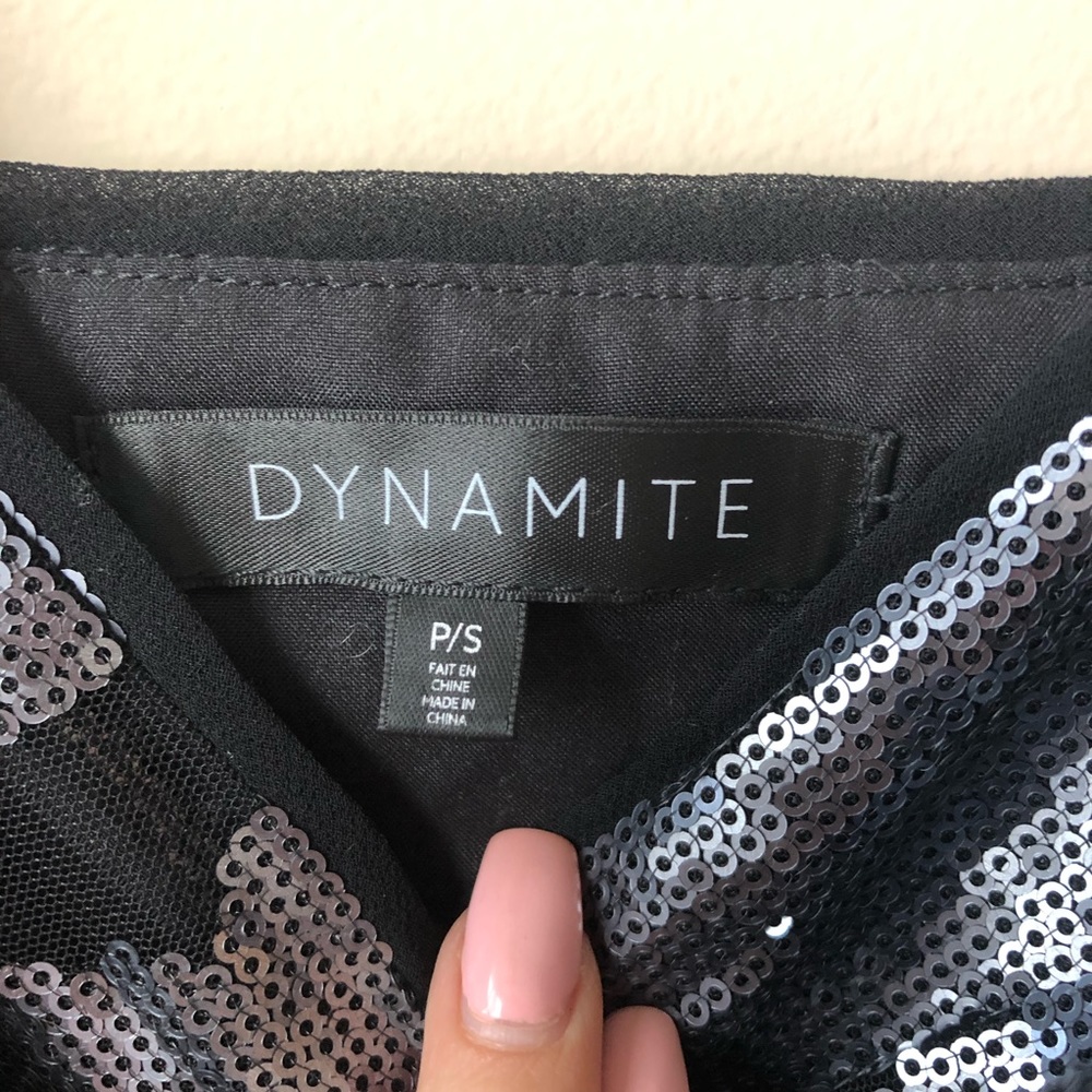 Dynamite Black & Silver Sequin Wrap Dress - Picture 6 of 8